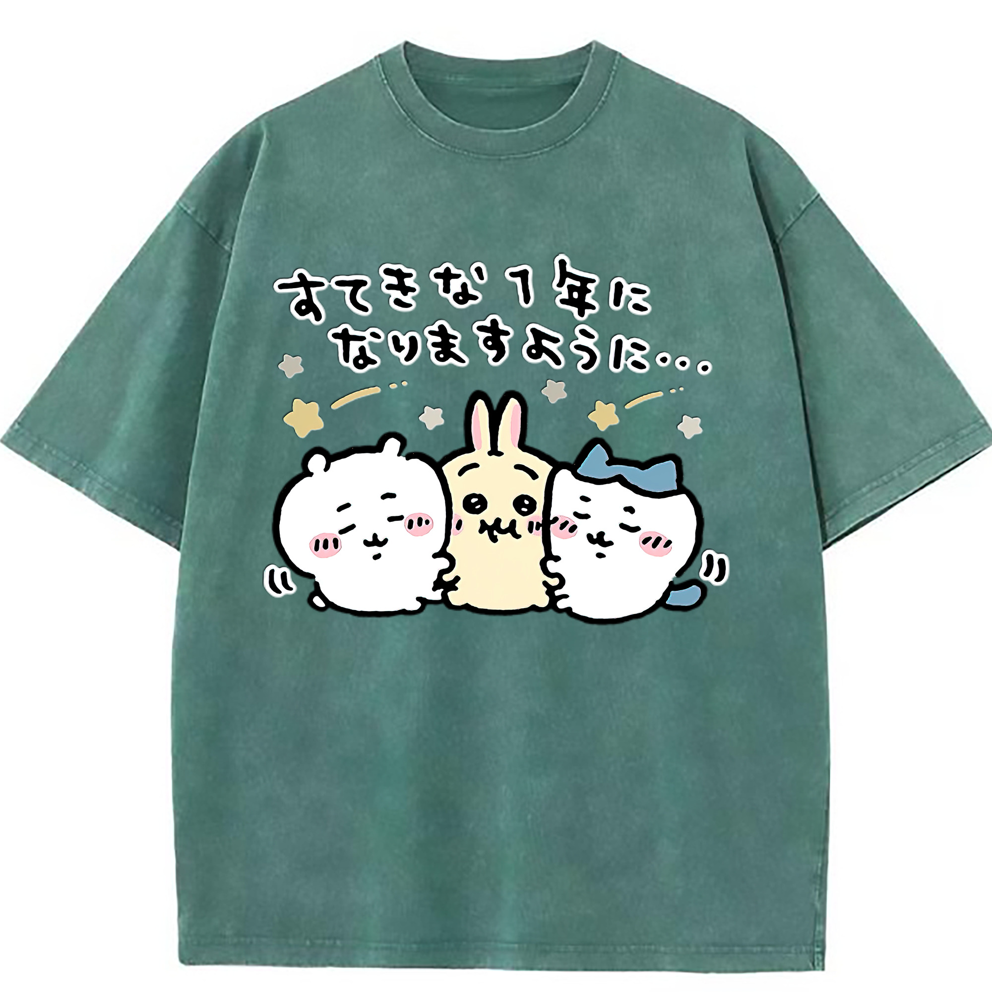 （画像用） ちいかわ ちいかわ Chii-kawa chiikawa 綿100% ヴィンテージ風 半袖Tシャツ（フロントプリント）